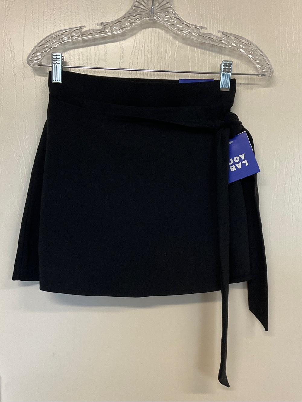 Black Wrap Mini Skirt with Side Tie